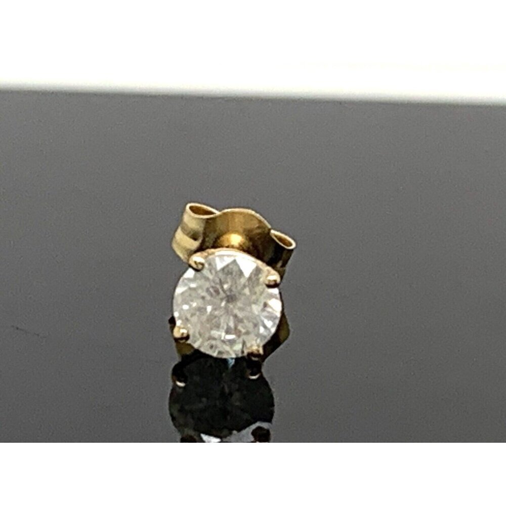 Diamond Earring 14k Yellow Gold SINGLE 0.30ct Round Solitaire 4.5mm Push Backs